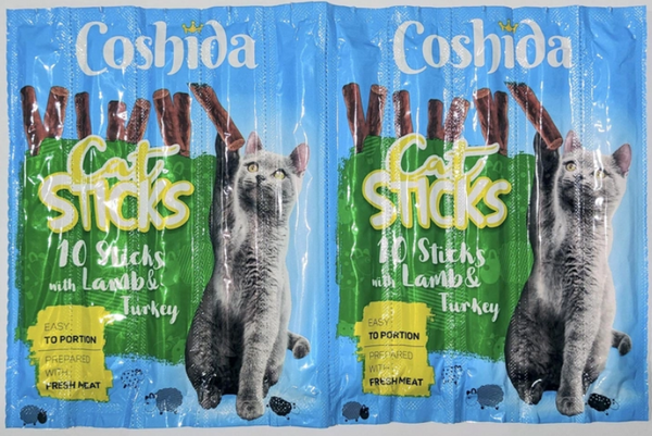 Ласощі для кішок Coshida м'ясні палички з ягнятком та індичкою 1 паличка А22199 фото