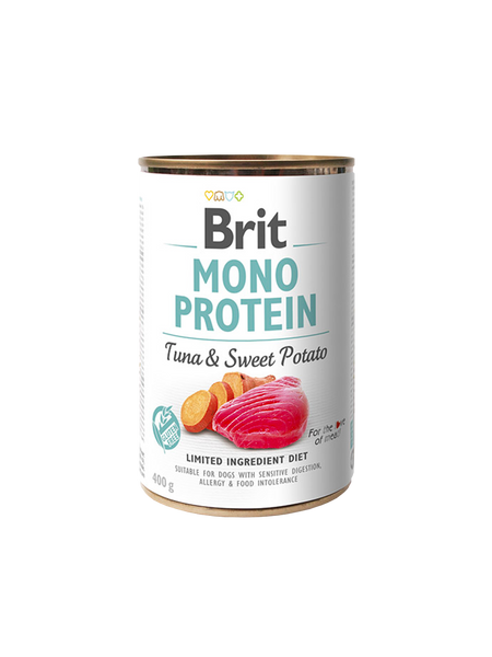 Brit Mono Protein вологий раціон для собак з тунцем та солодкою картоплею 400г