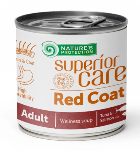 Суп для собак з рудим забарвленням шерсті Nature's Protection Superior Care Red Coat All Breeds Adult Salmon and Tuna з лососем та тунцем, 140мл А23880 фото