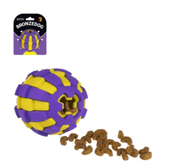Іграшка для собак Bronzedog Jumble Двошаровий м'яч 6,5 см фіолетово-жовтий А11346 фото