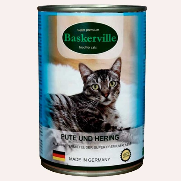 Baskerville Вологий корм для котів з індичкою та рибою