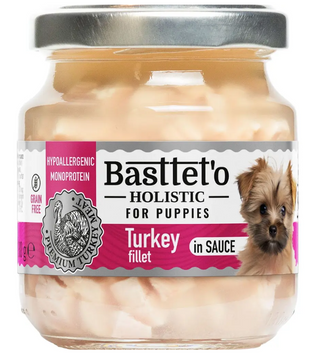 Вологий корм для цуценят Bastteto Holistic шматочки філе індички в соусі, 130 г А34967 фото