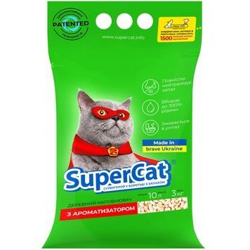 SuperCat (Супер кет) деревинний наповнювач для котячих туалетів з ароматом, 3кг А04812 фото