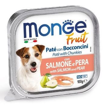 Monge Dog Fruit - паштет з лососем і шматочками груші для собак 100г А35195 фото