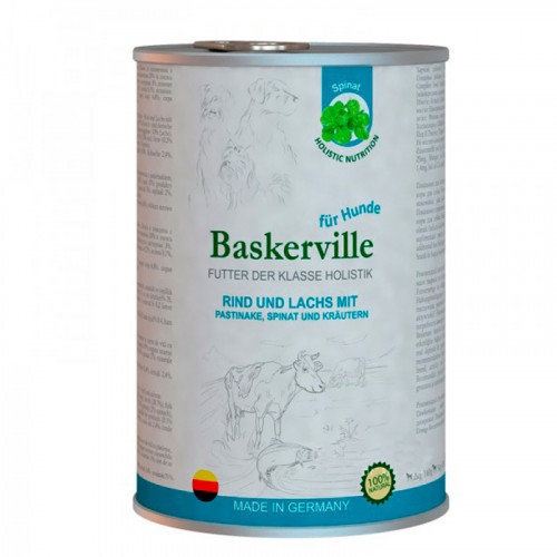 Baskerville вологий раціон для собак Яловичина і лосось з пастернаком, шпинатом та зеленню