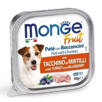 Monge Dog Fruit - паштет з м'ясом індички і чорницею для собак 100г А35230 фото