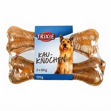 Натуральні жувальні ласощі для собак &laquo;Кістка з качиної шкіри Trixie&raquo;, 120 г (2 штуки в упаковці, довжина 12 см)