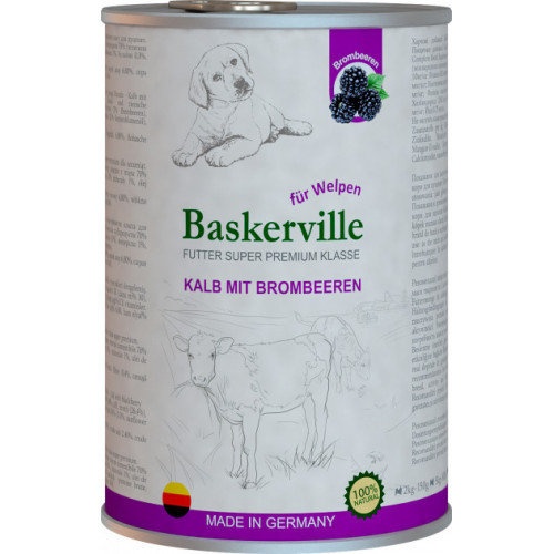 Baskerville вологий раціон для цуценят з телятиною та ожиною