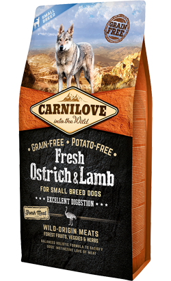 Сухий корм Carnilove Fresh Ostrich & Lamb з страусом та ягням для дорослих собак малих порід