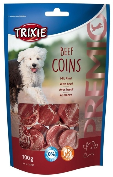 Trixie ласощі для собак 'Premio Beef Coins' з яловичиною 100г