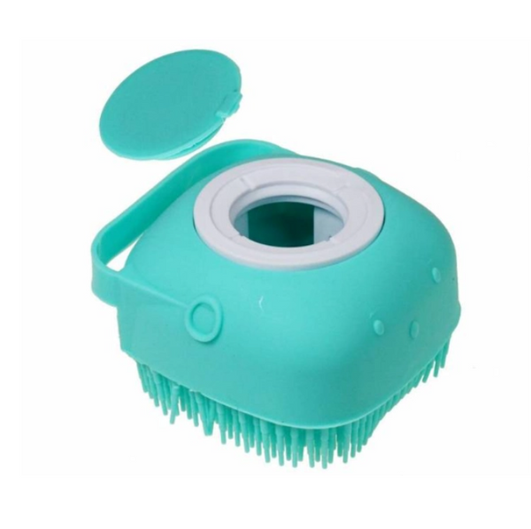 Силіконова масажна щітка мочалка для ванни з дозатором Зелений А30116 фото
