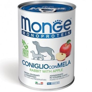 Monge Dog Monoprotein Fruit Rabbit with Apple &ndash; монопротеїновий паштет з кроликом і яблуком для собак всіх порід, 400г А35194 фото