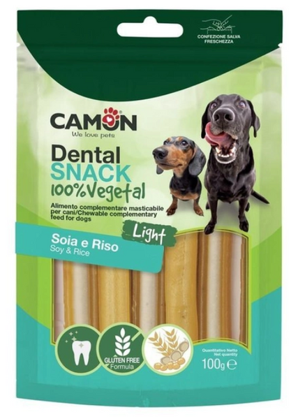 Ласощі для собак Camon Закуска Bauveg для зубів з начинкою рис і соя 100г А21708 фото