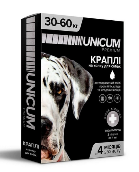 Краплі від бліх і кліщів на холку для собак Unicum premium 30-60 кг (1 ампл)