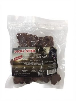 М'які жувальні ласощі для собак Lucky Star у формі тонких кісточок із качкою, 8 см / 500 г А30548 фото