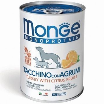 Monge Dog Monoprotein Fruit Turkey with Citrus &ndash; паштет з індичкою та цитрусовими для собак, 400г А35228 фото
