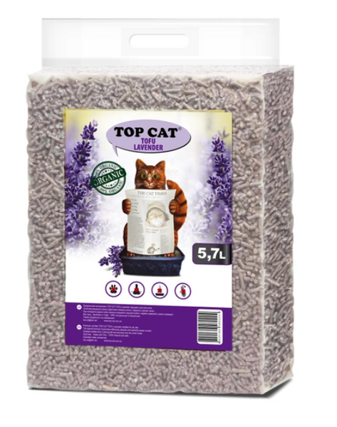 Наповнювач для котячого туалету Top Cat Tofu Lavander 480224 соєвий з ароматом лаванди 5,7 л