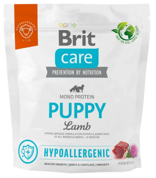 Гіпоалергенний корм для цуценят всіх порід з ягням Brit Care Dog Hypoallergenic Puppy 1 кг