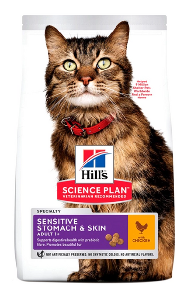 Hill's Science Plan Sensitive Stomach & Skin Adult Сухий корм для дорослих котів з куркою А21977 фото