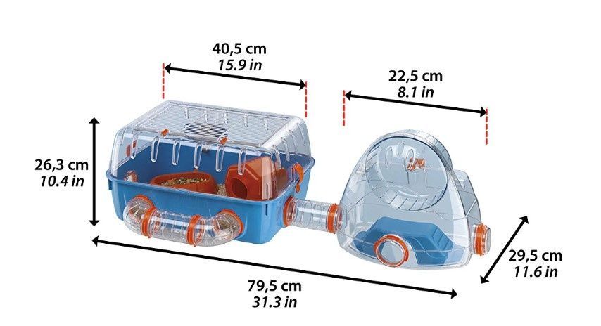 Клітка для хом'яків та гризунів Ferplast Combi2 (79.5х29.5х26.3см) з тунелями та модулем