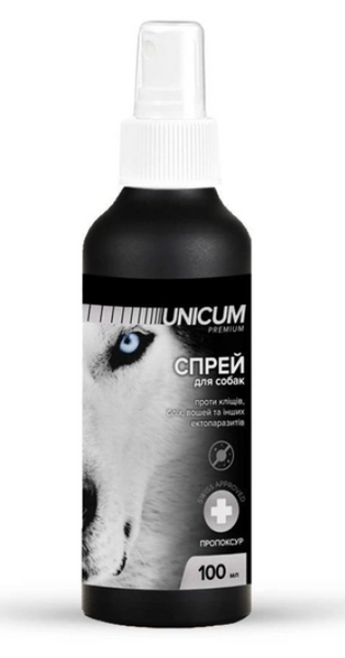 Засіб від паразитів UNICUM Спрей Premium від бліх та кліщів для собак 100 мл