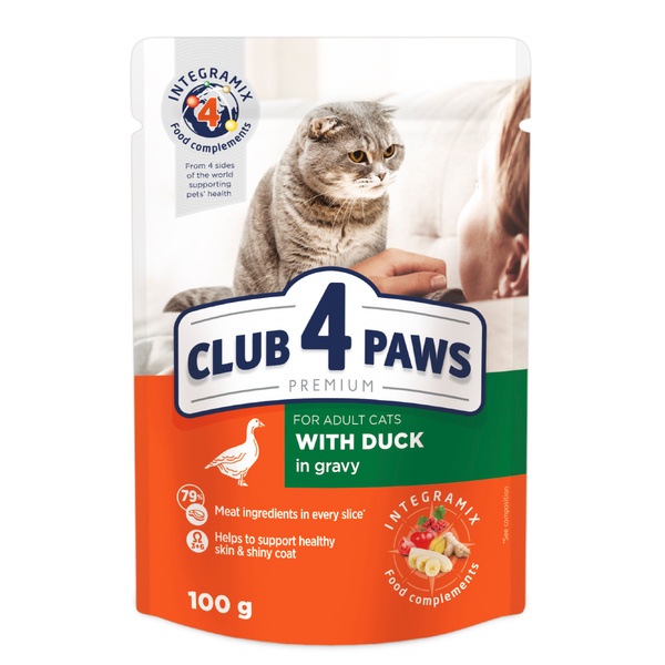 Клуб 4 Лапи Вологий корм з качкою в соусі для дорослих котів