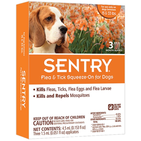 SENTRY (краплі від бліх, кліщів і комарів для собак від 7 до 15 кг) (1 амп) (Сентрі)