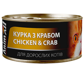 AnimAll вологий корм з куркою та крабом для дорослих котів