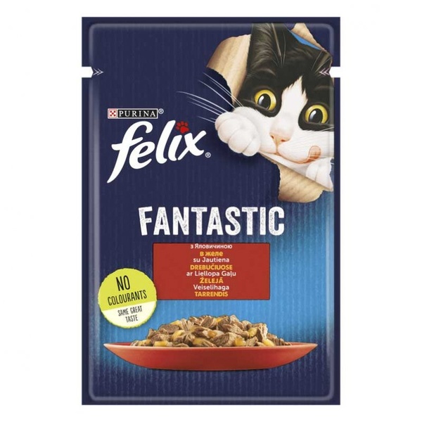 Felix (Фелікс) Вологий корм для дорослих котів з яловичиною в желе А13376 фото