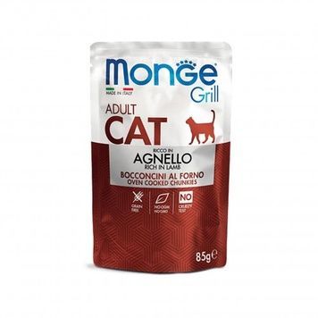 Monge Cat GRILL WetAdult (Ягня)-вологий корм для котів зі шматочками м'яса в желе, 85 г А35167 фото