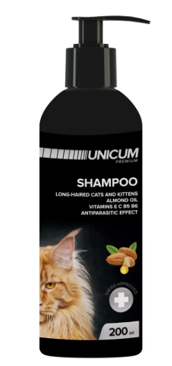 Шампунь Unicum Premium для довгошерстих котів, з мигдальним маслом, 200 мл А08504 фото