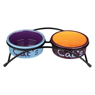 Підставка 'Eat on Feet' з яскравими керамічними мисками для котів 0,3л/12см 669 фото