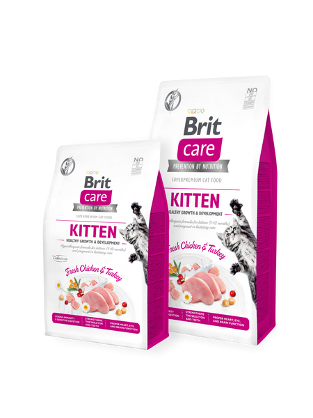 Сухий корм Brit (Бріт) Care Grain-Free з куркою та індичкою для кошенят або вагітних і годуючих кішок А11792 фото